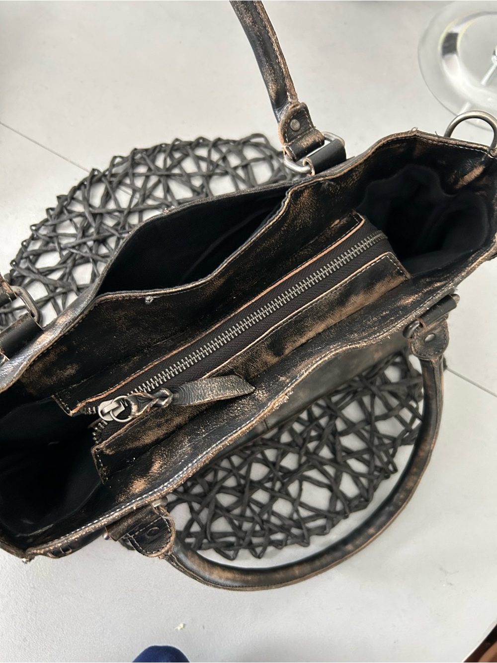 Bed Stu Leather Rockababy Shoulder Bag Crossbody Tote Black Rustic MSRP $345 - Picture 7 of 12